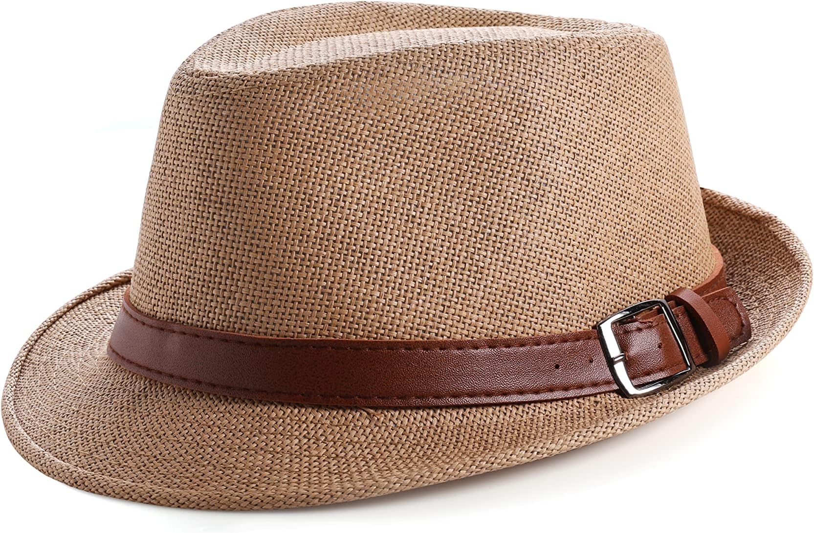 BABEYOND Straw Fedora Hat for Men Panama Trilby Hat Short Brim Summer Sun Hat