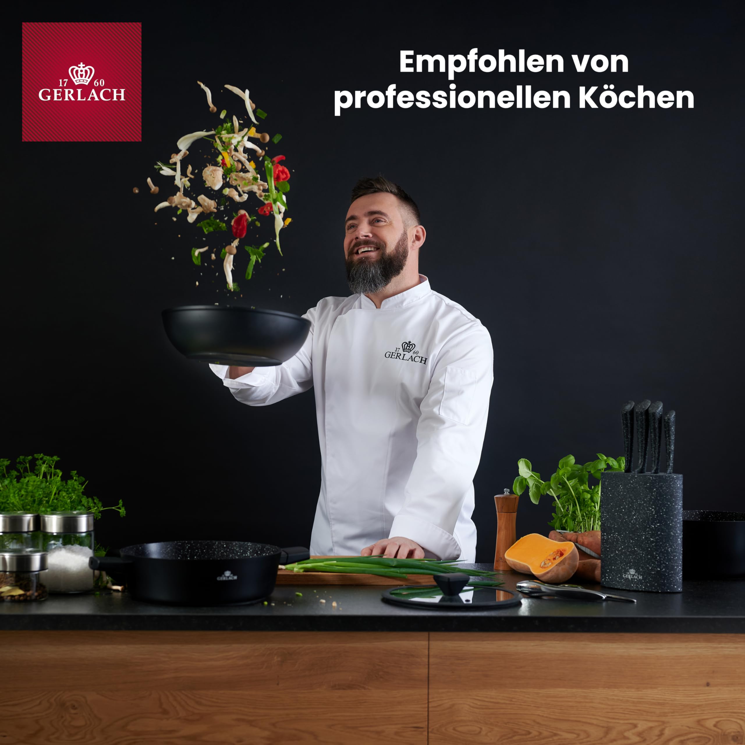 Gerlach Granitex Bräter Mit Deckel Für Induktion Backofen Topf Schmortopf Bratentopf Backofengeeignet Töpfe Pfannen 32 Cm 5,6 L, Sc Schwarz