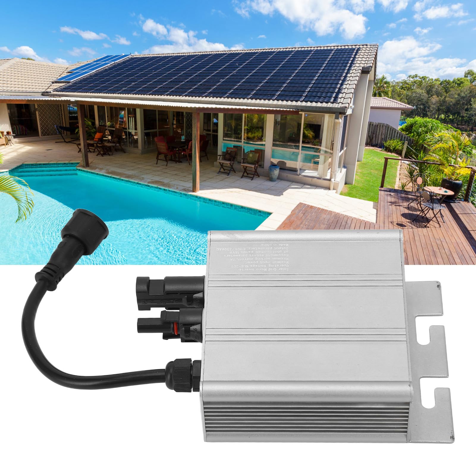 MPPT Réseau Solaire Cravate Micro Onduleur étanche Onduleur à Onde Sinusoïdale Pure Identification Automatique Onduleurs de Puissance 120V AC230V (180W)