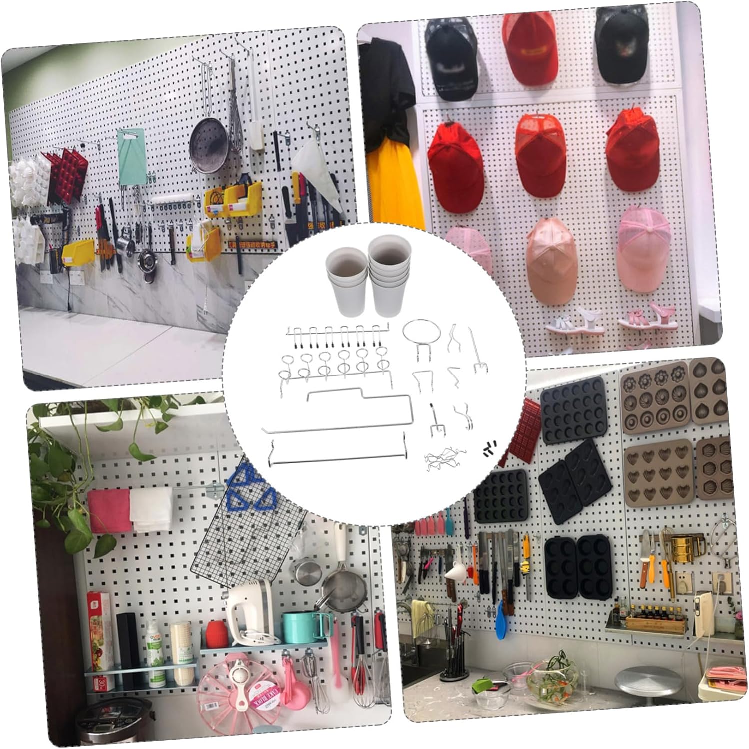 Pegboard Hook Kit Clips Organizer for Tools Garage Craft Room Workshop Home Storage