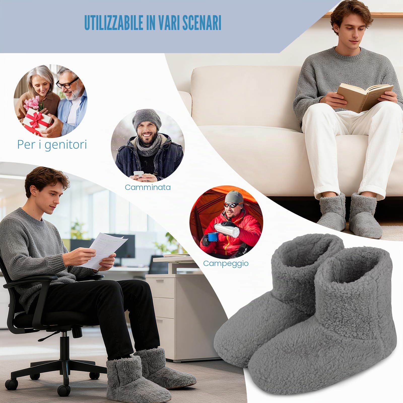 Mineup Pantofole Riscaldate Elettricamente, Scaldapiedi Elettrico Riscaldato, Scaldapiedi Riscaldate USB, Riscaldat Piedi Scalda Per Uomini Donne Uso Interno, Pad Riscaldante Per Donne Uomini (39-43)