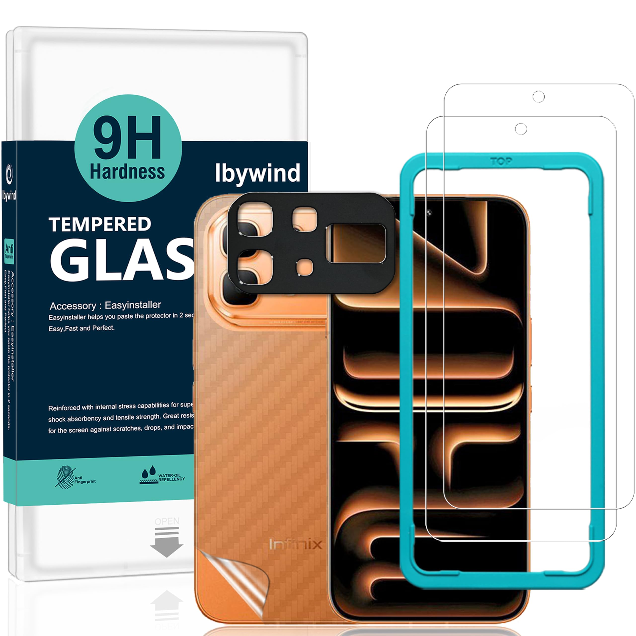 Ibywind for Infinix Note 60/60 Pro 5G Screen Protector,2 Pack,9H Hardness Tempered Glass and Camera Lens Protector,with Alignment Frame,Full Coverage,Bubble Free,Fingerprint Unlock,Scratch Resistant