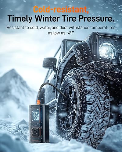 Miniatura 9 de WOLFBOX Inflador de neumáticos de alta resistencia de 150 PSI, compresor de aire portátil de doble cilindro de 45 LPM para neumáticos de automóvil,