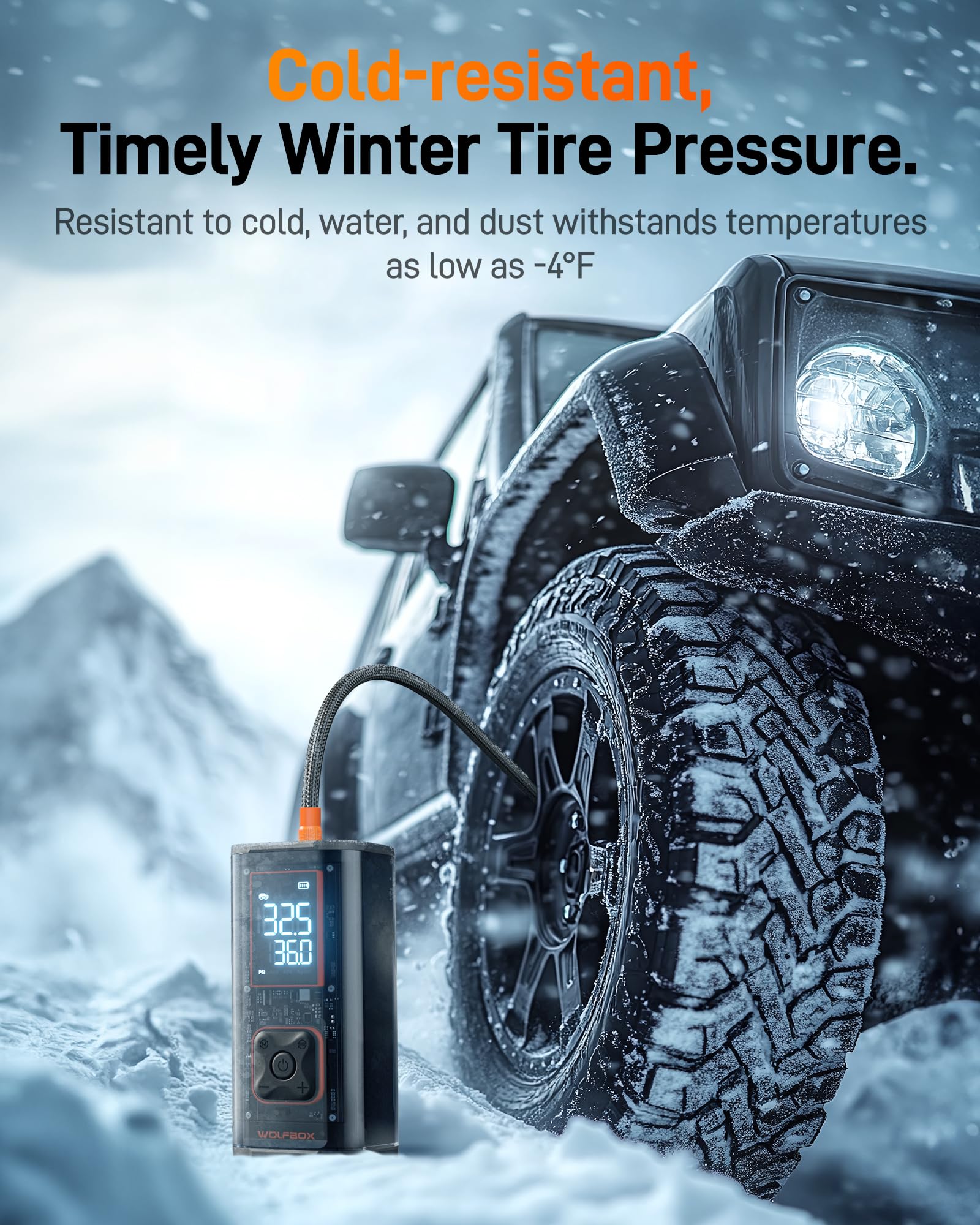 WOLFBOX Tire Inflator Portable Air Compressor Dual-Cylinder 45LPM Heavy Duty Air Pump for Car Tires Tire Pump for — view 9