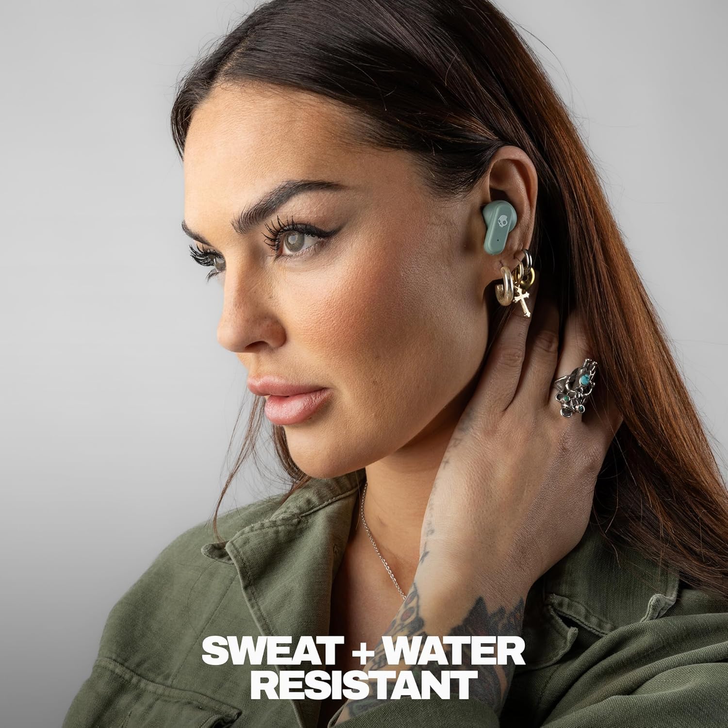 Skullcandy Dime 3 Wireless Earbuds, Bluetooth Headphones, Noise Isolating Fit, Up to 20 Hours Battery, Microphone for iPhone Android, Easy Carry with Integrated Lanyard - Preppy Sage image 3