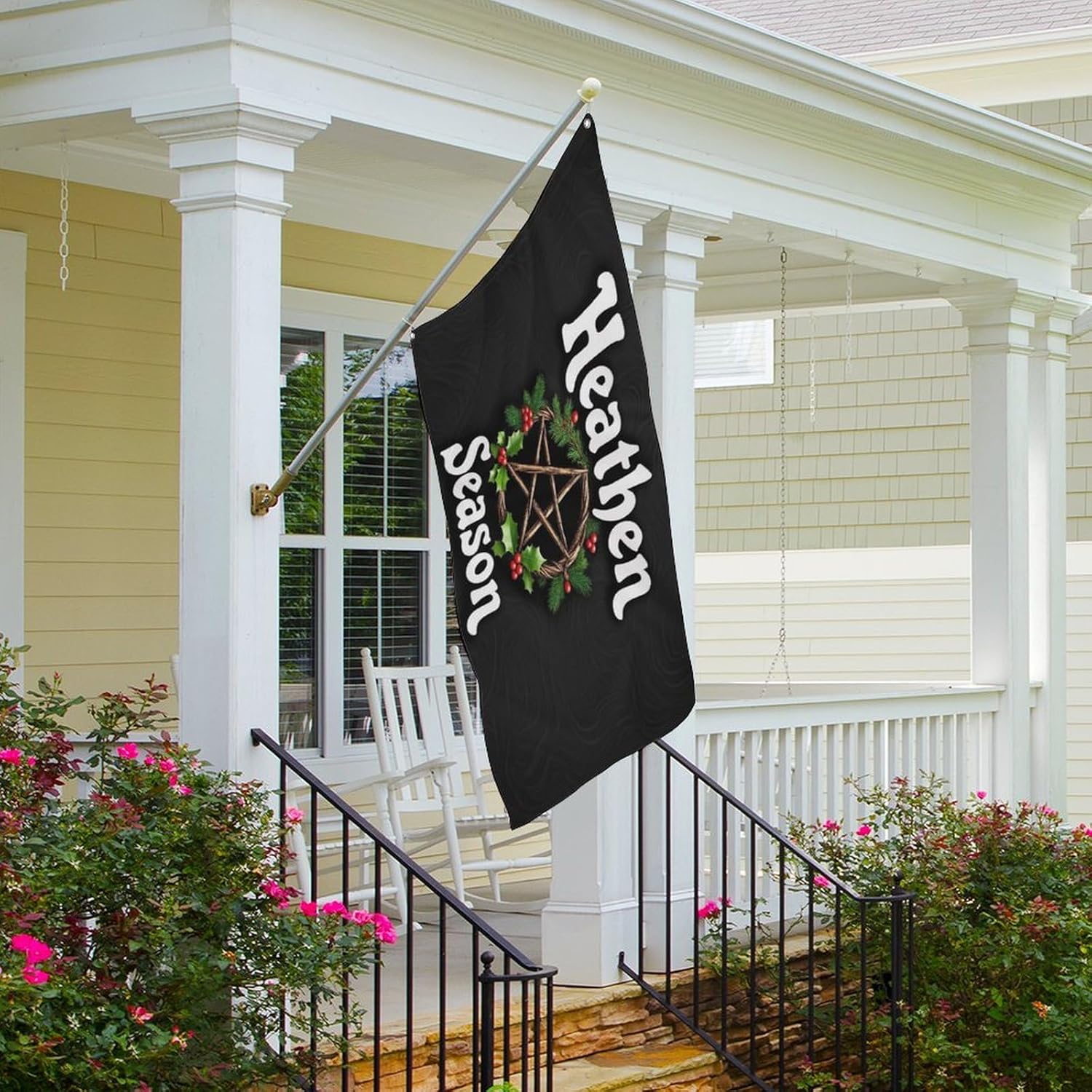 Flag -"Heathen Season Pagan Yule Holiday & Wiccan Witch" 5x8 Ft Durable Outdoor Decor Banner Patio Welcome Flags Yard Flags
