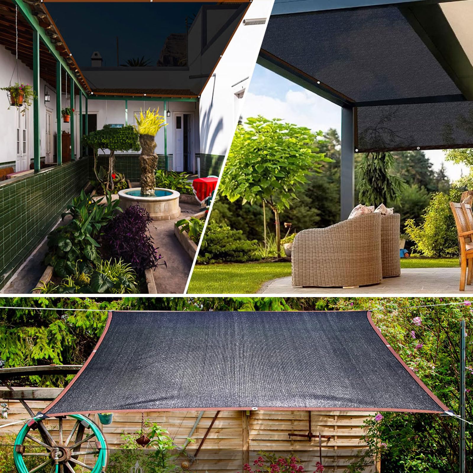 Tessuto ombreggiante al 90% per Il Giardino – Telo ombreggiante Resistente ai Raggi UV con Occhielli per Serre, patii, Piante, pergolati, pollai, cucce per Cani (7,6 x 9,1 m) – Traspirante e