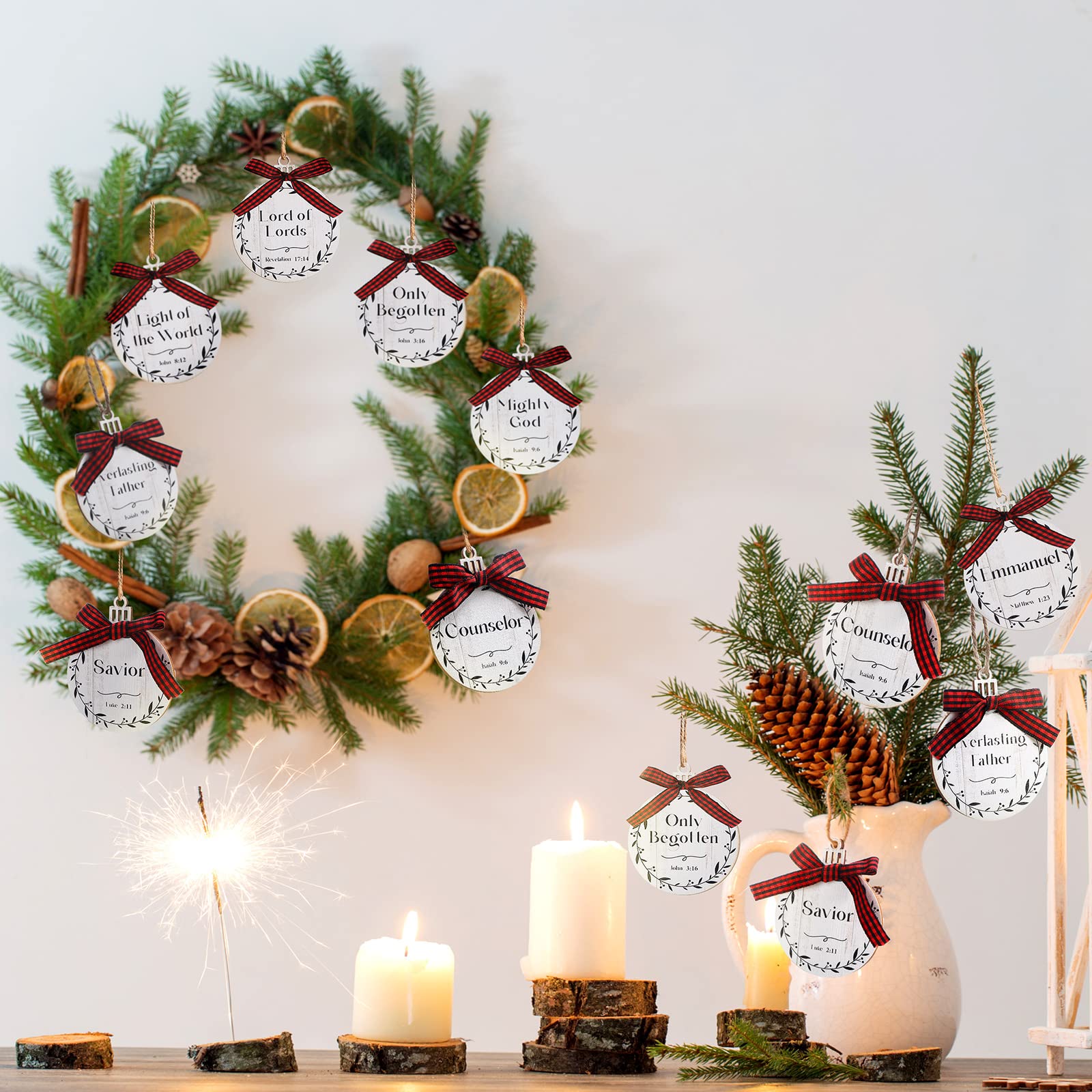 Décoration Noël En Bois - 24 Pièces Pour Sapin, Ornements
