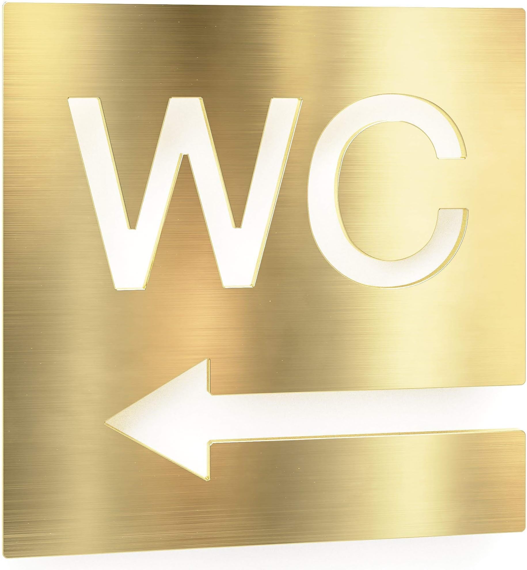 Brass Toilet Sign - Self Adhesive - Left Arrow - Design Toilet Sign - W.03.M