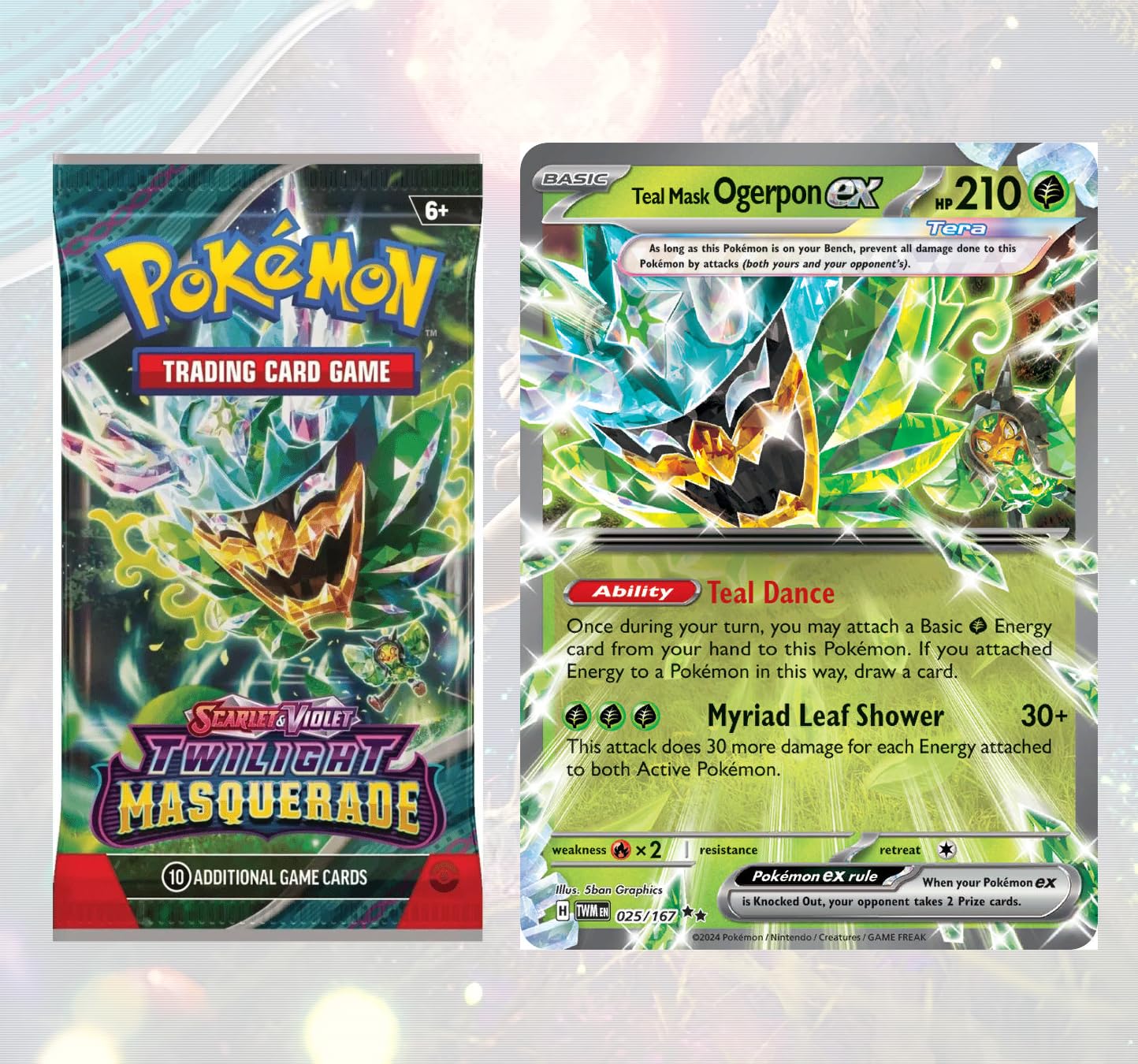 Titan Cards Pokemon TCG Scarlet & Violet Twilight Masquerade Booster Packs x4 | Jedes Pack enthält 10 Pokémon-Karten | Je EIN Artwork von jedem + TitanCards Toploader