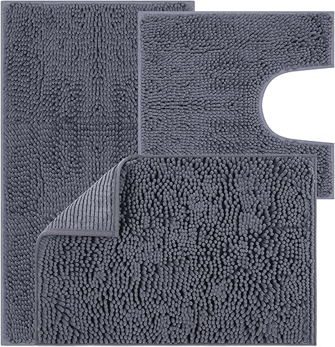 Novobey Juego de alfombras de baño de 3 piezas ultra suaves antideslizantes lavables a máquina de secado rápido alfombra de felpa perfecta para