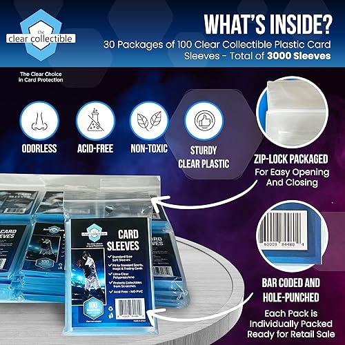 Miniatura 6 de Penny Sleeves para tarjetas intercambiables, 100 fundas transparentes para tarjetas intercambiables, para béisbol, fútbol, baloncesto, fútbol,