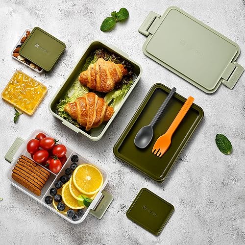 Miniatura 2 de linoroso Lonchera Bento apilable de 2 piezas para adultos, satisface todas las necesidades de alimentos, ensaladas y aperitivos, lonchera Bento