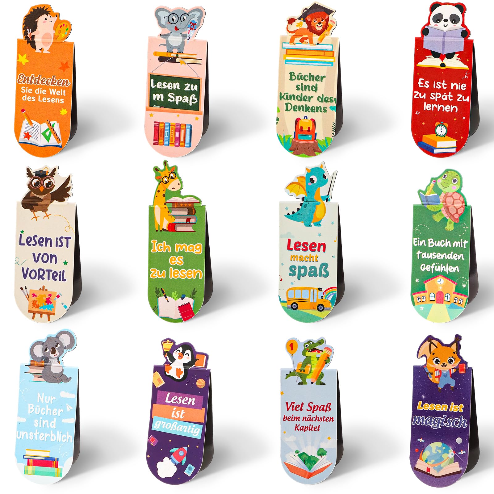 Magnetische Lesezeichen, Geschenke zur Einschulung Tiere Magnetlesezeichen Kinder, Schultüte Füllung für Junge Mädchen, Kleine Geschenke für Schüler Buchliebhaber