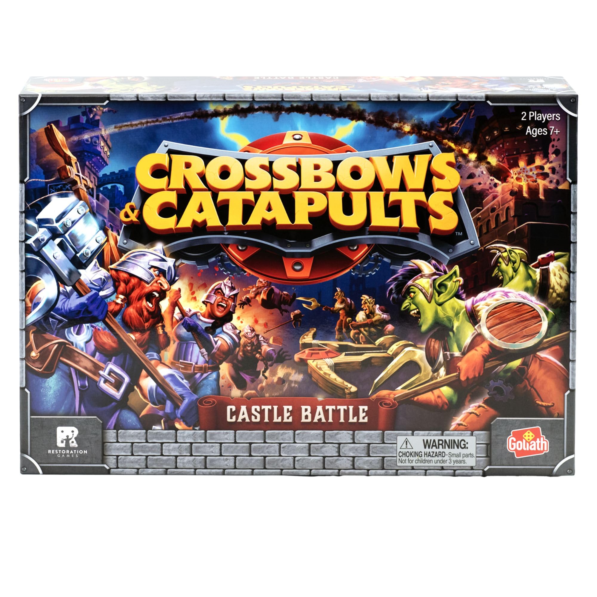 Goliath Crossbows & Catapults, Strategic Board Game for Children from 7 Years Old, Catapult vs Castle Fight, 2-Player Game, Average Duration from 20 to 30 Minutes