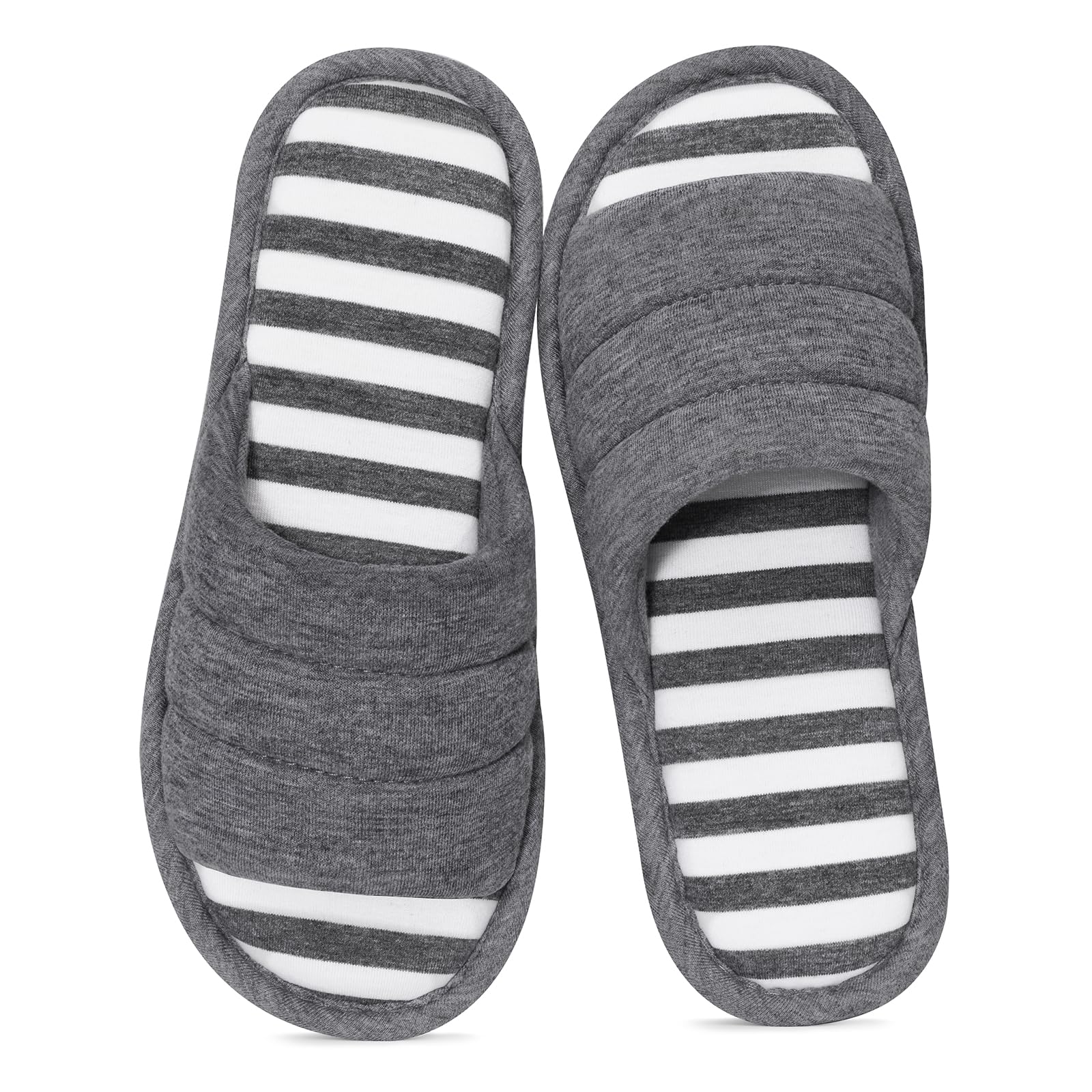 shevalues Open Toe House Slippers for Women Men Soft Cotton Indoor Shoes Memory Foam Slip On bedroom Slippers