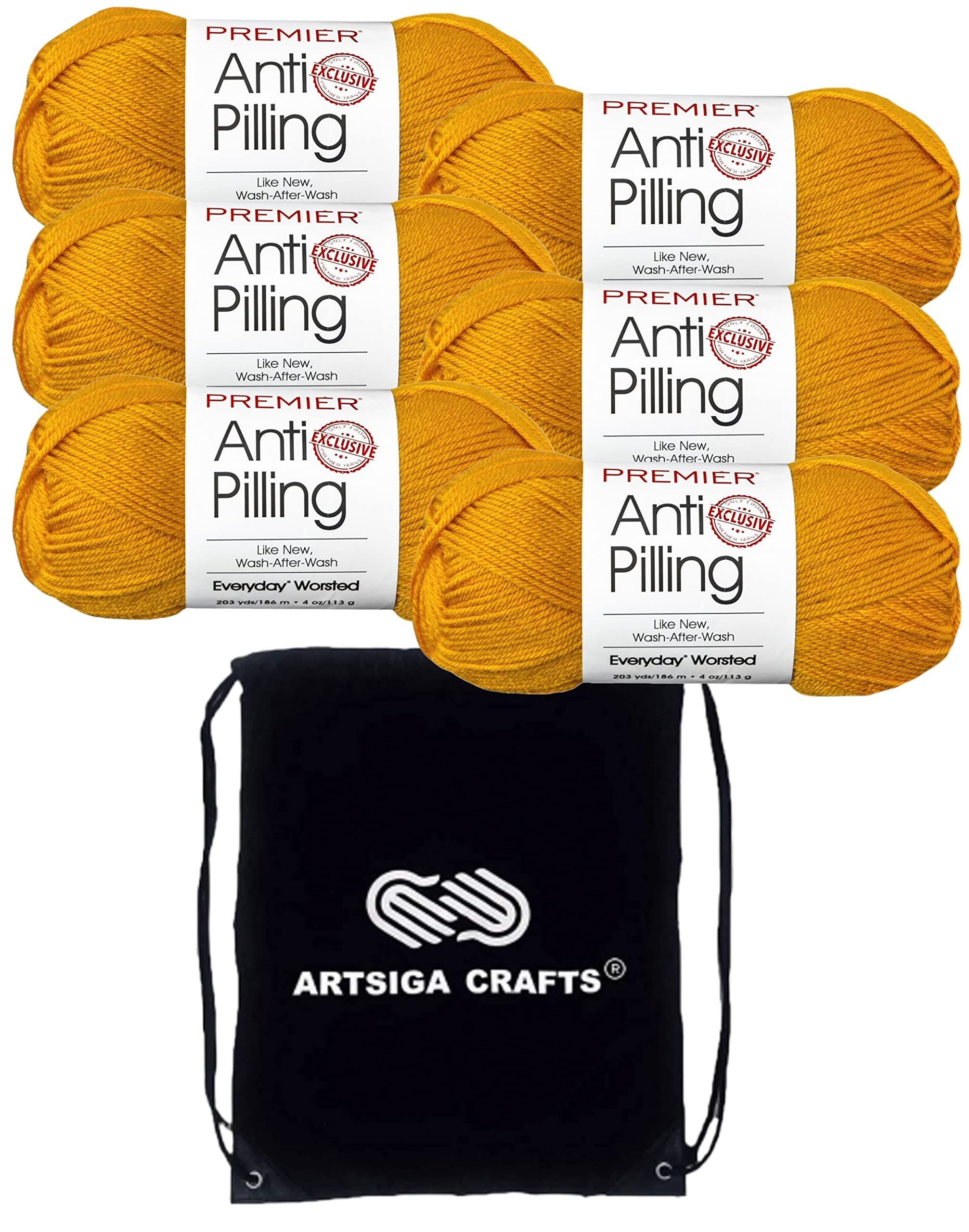Lana acrílica suave Premier Yarns Everyday color mostaza DN100-28 de acabado sedoso antibolitas