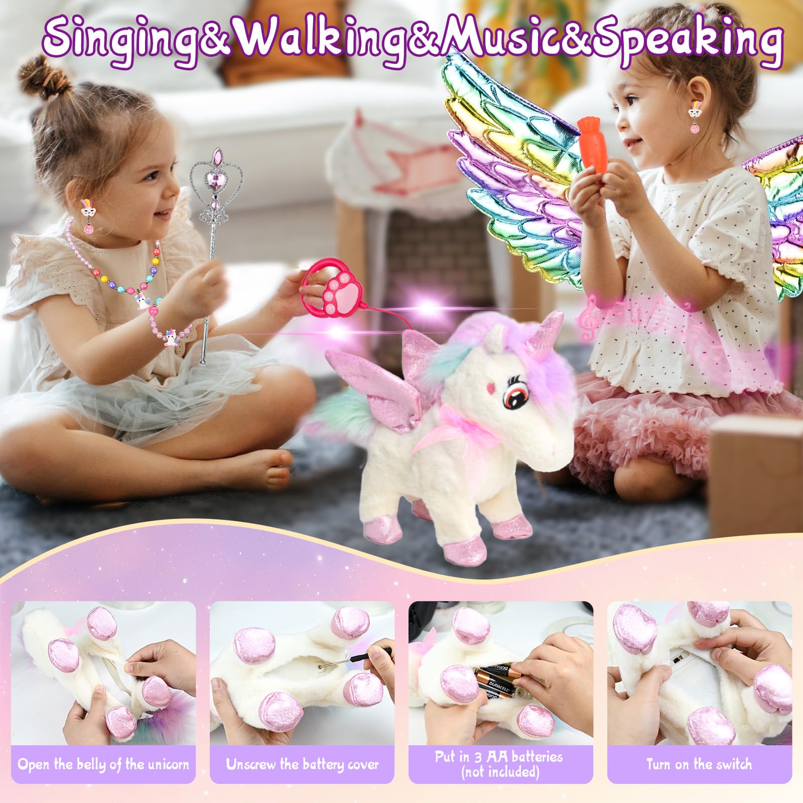 Ulikey Robot Unicornio Interactivo Con LED, Música Y Control Remoto – Recargable Y Programable Para Niños 3-12 Años