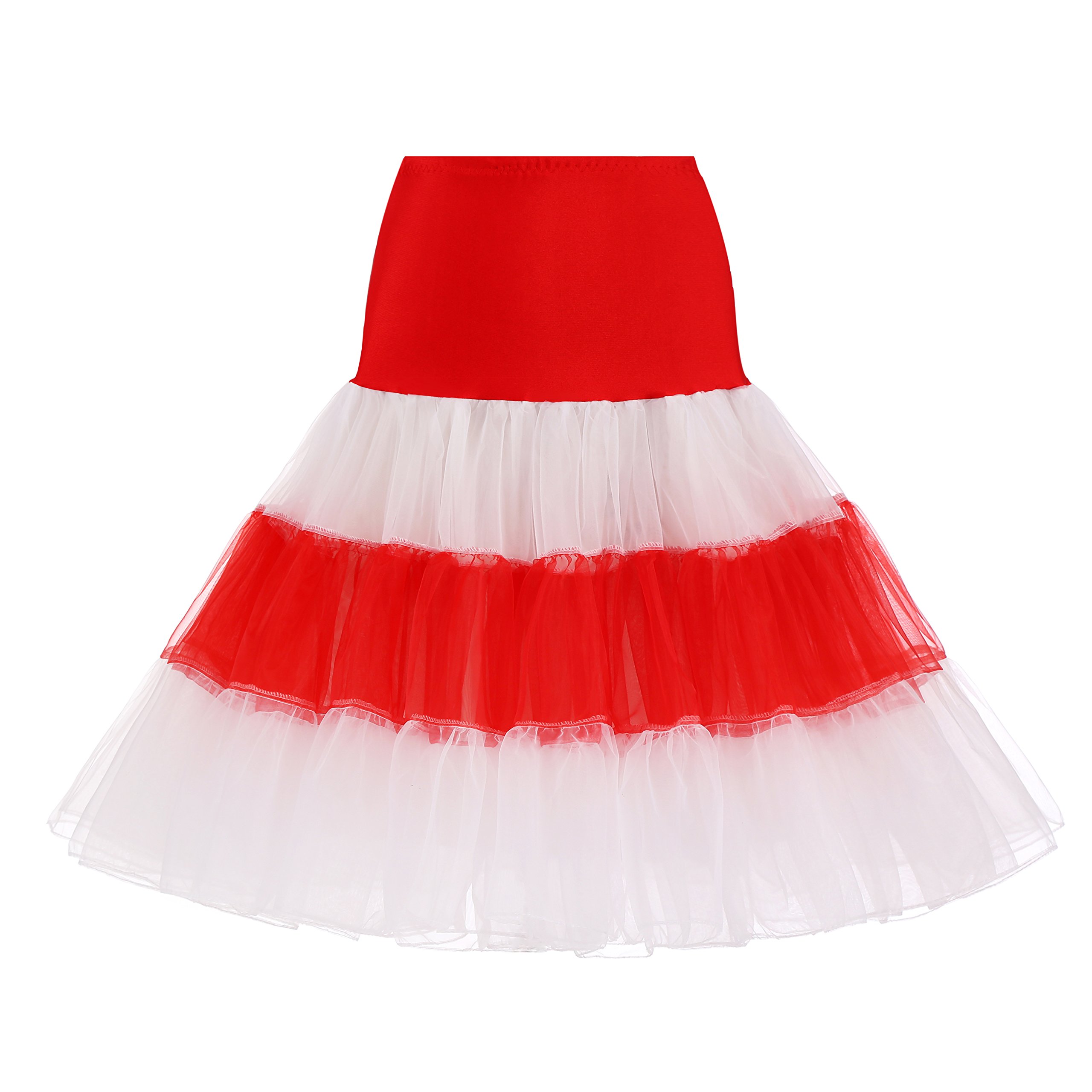 WOWBRIDAL Women's Vintage 50s Rockabilly Petticoat 25.59" Length Tutu Underskirt