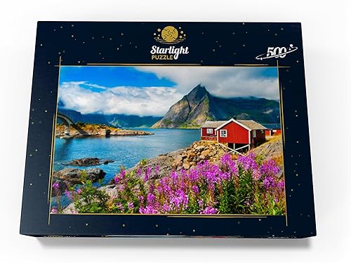 Vista 4 de MyPuzzle - Rompecabezas de 500 piezas típicas de pesca roja en un puerto en Lofoten, Noruega, para adultos
