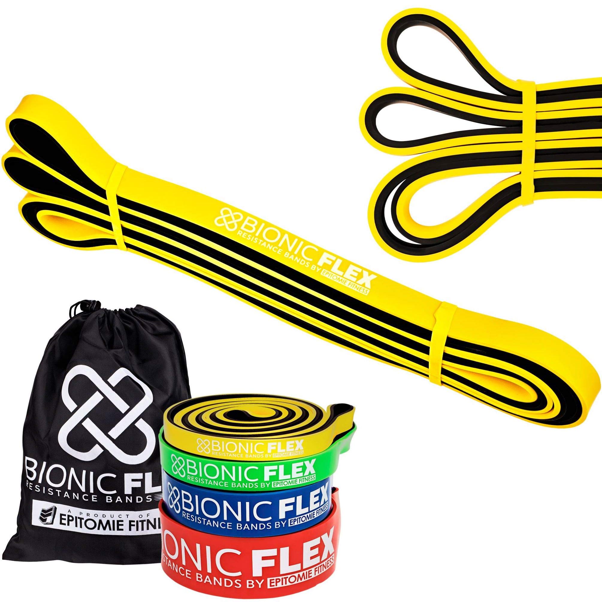 Epitomie Fitness Bionic Flex Pull Up Assistance Band – Premium Dual Layer Pull Up Assist Bands for Strength Training Exercise, Physical Therapy, Powerlifting, Stretching