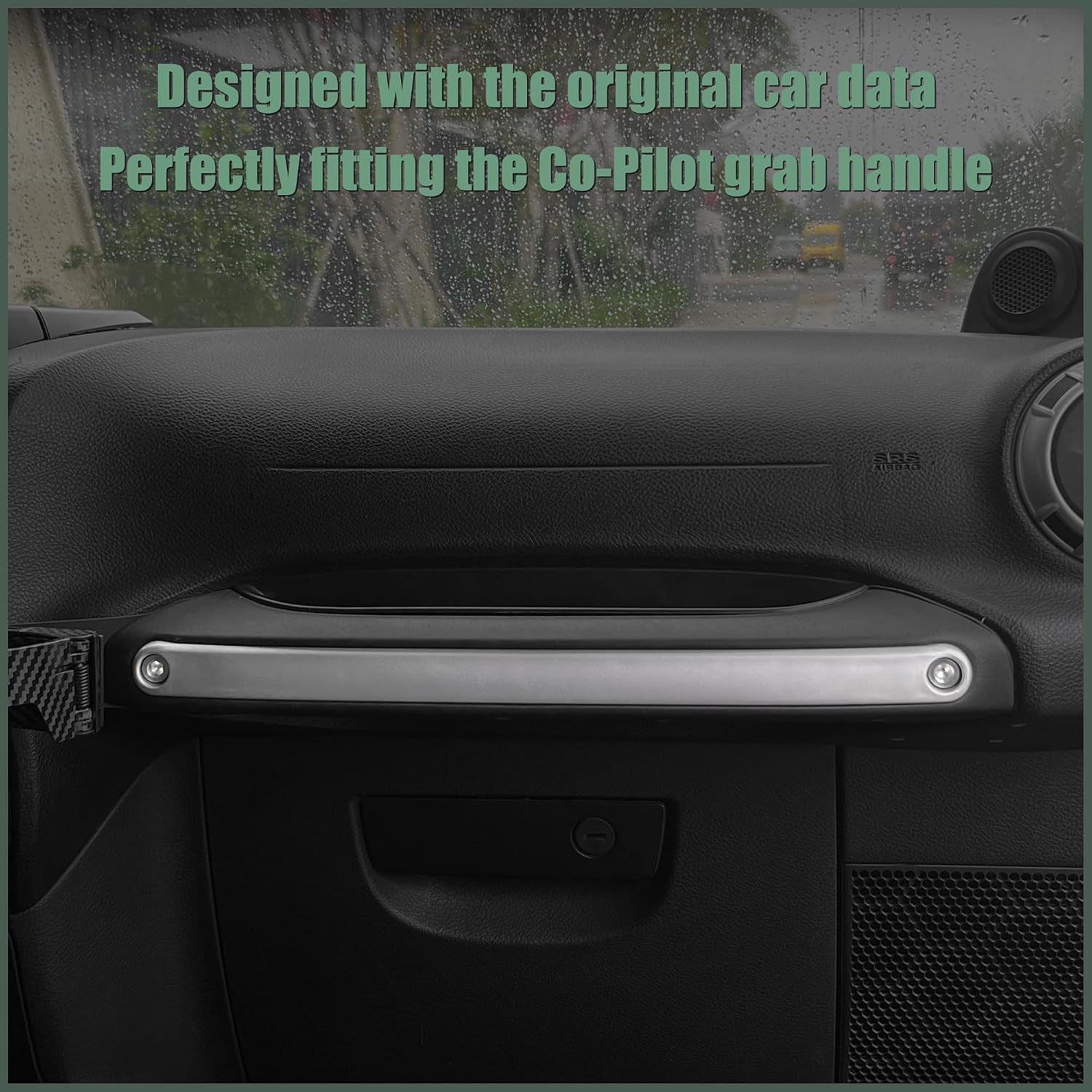 Co-Pilot Grab Handle Insert Cover Trim Compatible with 2011-2017 Jeep Wrangler JK JKU 2/4-Doors, Passenger Storage Box Handle Insert Cover, ABS, 1pcs, Silver image 4