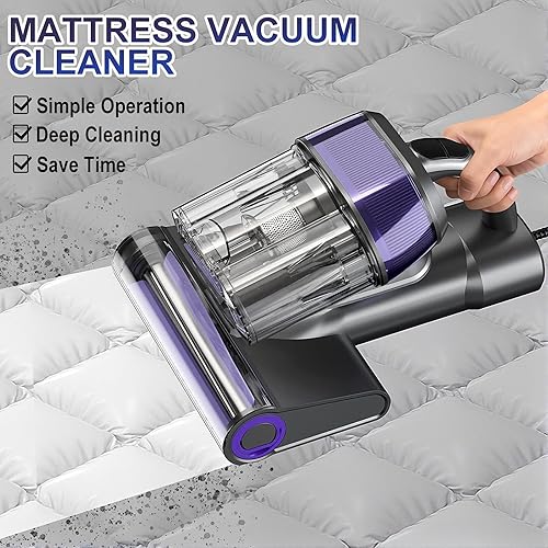 Miniatura 4 de Potente aspiradora de cama, aspiradora de mano de 5 ciclones con succión de 14 kPa, sensor inteligente de ajuste automático, inalámbrico para