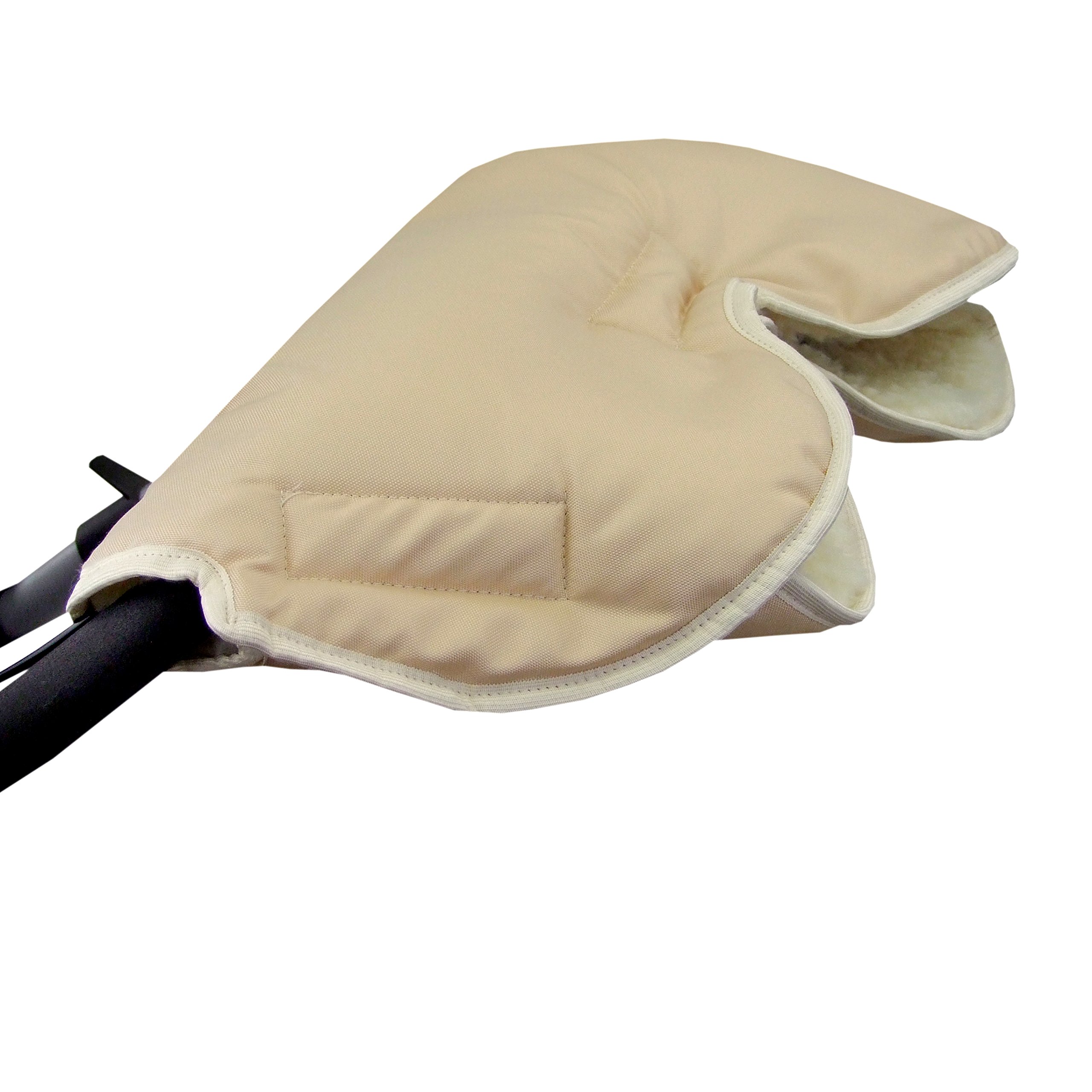 BAMBINIWELT Muff Handwärmer Handschuh für Kinderwagen Buggy mit Lammwolle für warme Hände universal UNI (beige) Baby