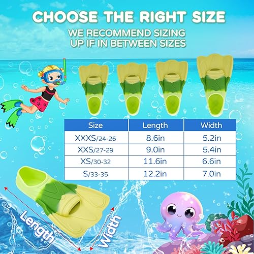 Miniatura 4 de Aletas de natación para niños, aletas de entrenamiento de natación, aletas cortas para jóvenes, piscina, esnórquel para niñas y niños principiantes