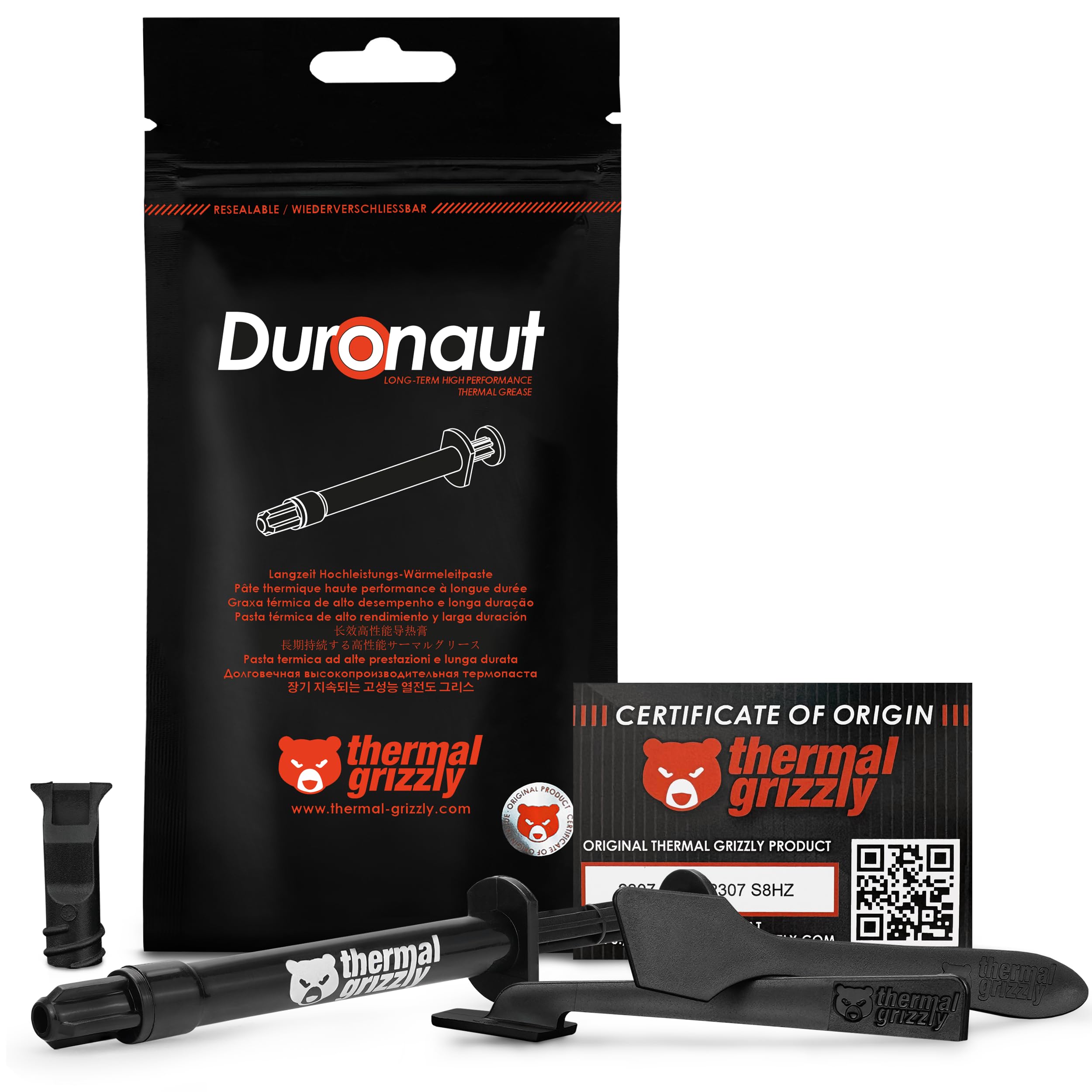 Thermal Grizzly Duronaut - 2 Grams - Enhanced Durability and High Performance Thermal Paste - Provides Maximum Thermal Conductivity While Overclocking CPU, GPU, PS4, PS5, and Xbox