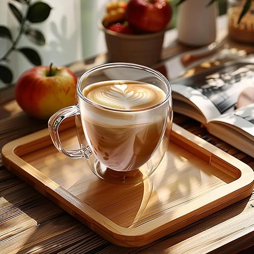Miniatura 6 de Set of 4 Double Walled Glass Coffee Mugs 6 Ounces Insulated Layer Coffee Cups with Handle Borosilicate Glass Espresso Cup for Hot 6oz Set of 4 with