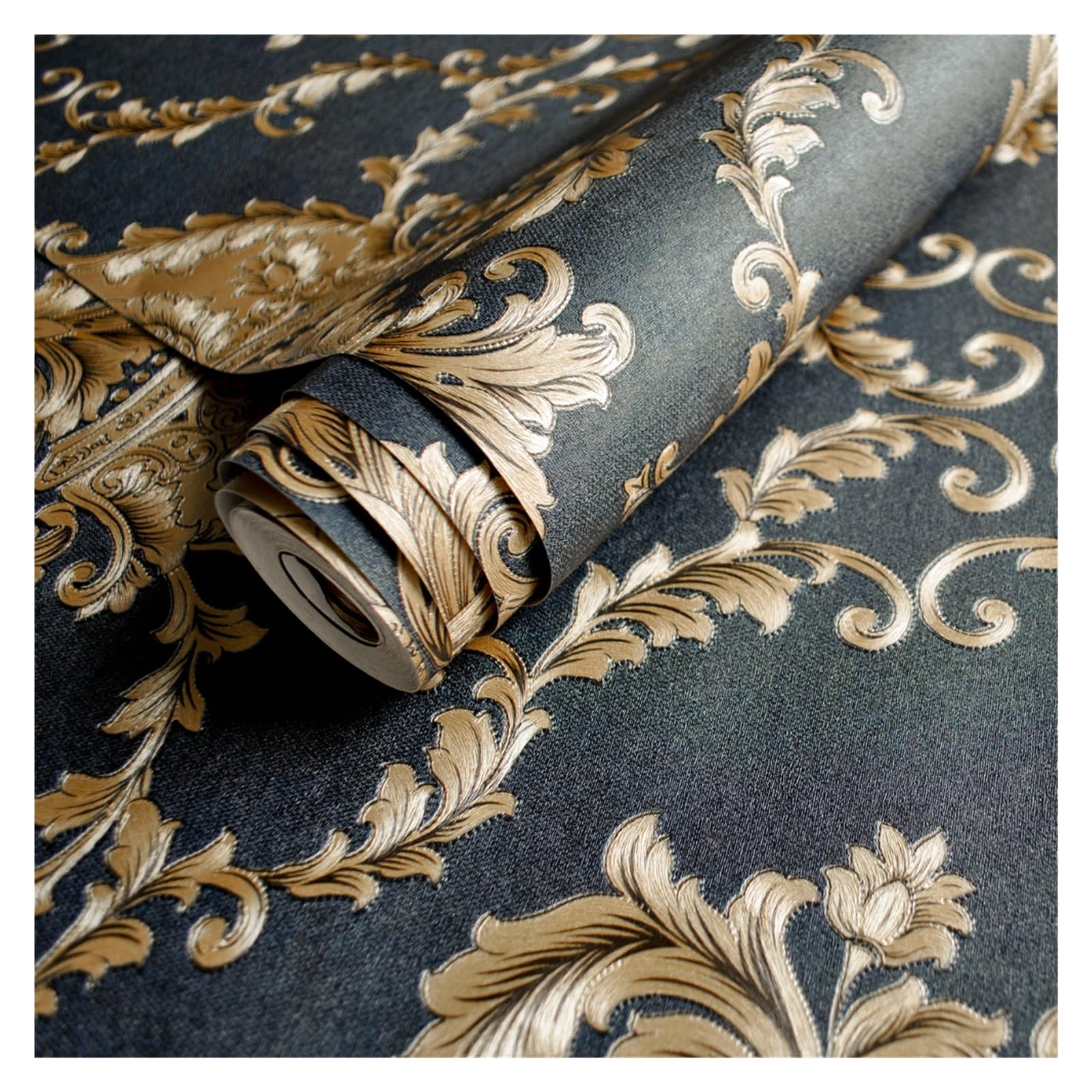 Wwpmnqd One Color Wallpaper Luxury Black Damascus Wallpaper Three-Dimensional Deep Embossed Living Room Tv Background Hotel For Living Room