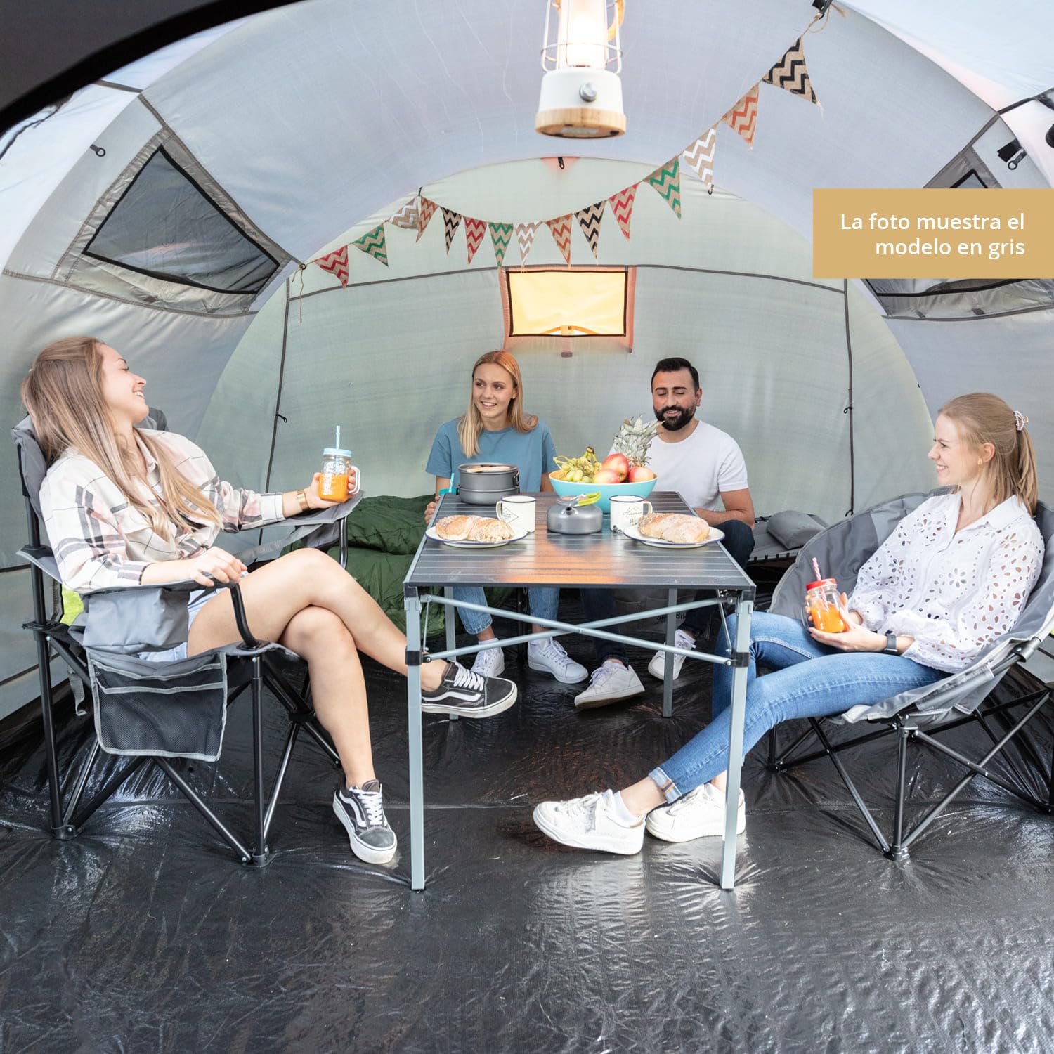 skandika Relax Comfort Silla de Camping - cómoda, Plegable y con portabebidas - máx. Peso Usuario de 150 kg - Bolsa de Transporte (Verde/Gris)