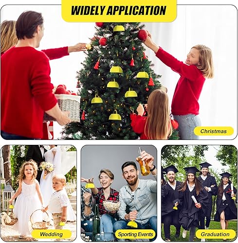 Miniatura 10 de Yeshone 48 cencerros de metal con asas que hacen ruido fuerte, cencerros de percusión de mano pequeños para eventos de fútbol, bodas, graduaciones