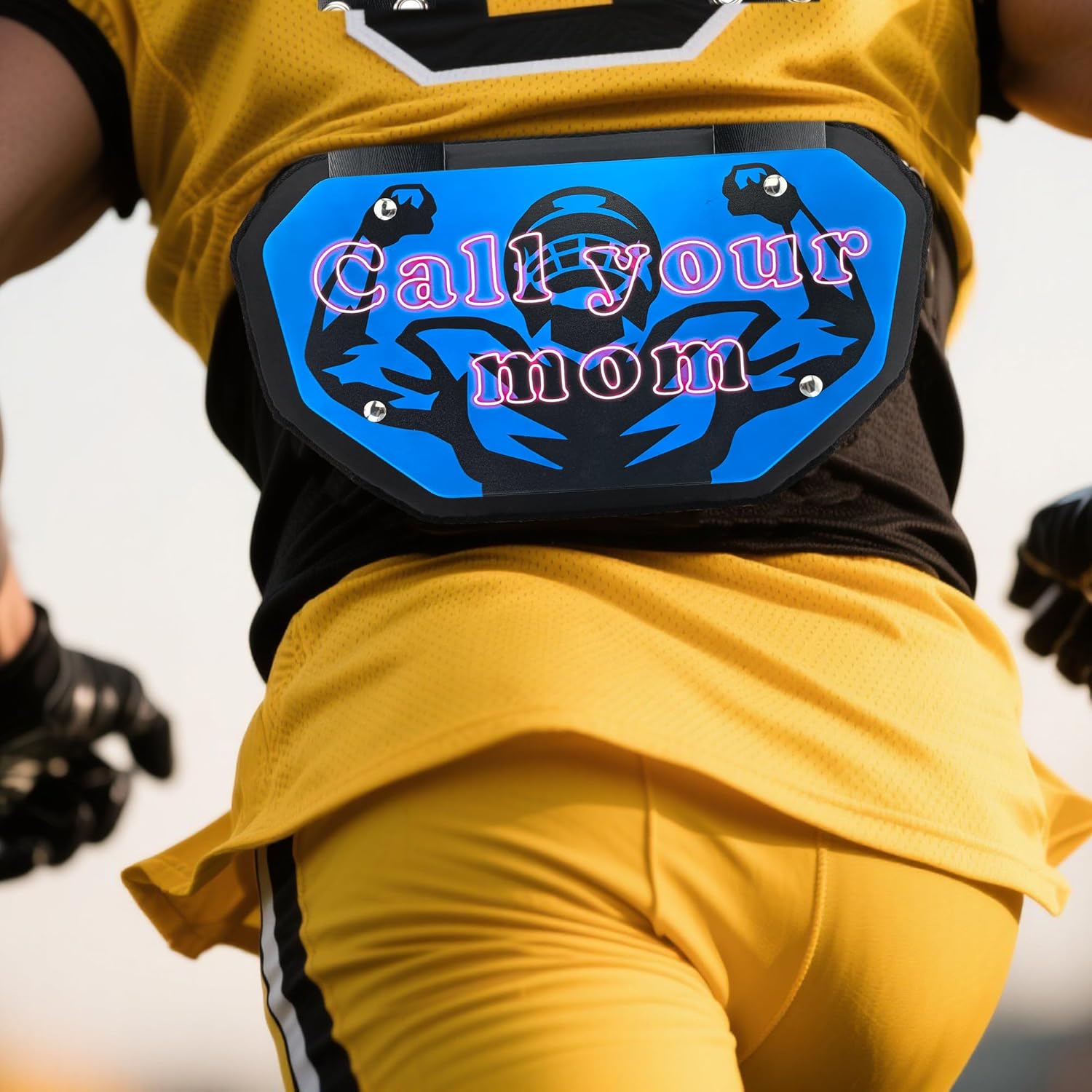 Runxrocy Back Plate Football Adult Rear Protective Pad Youth Protect Football Backplate for Players Call Your Mom Blue Color