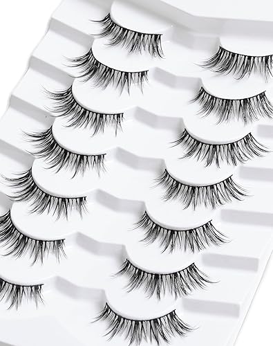 Miniatura 5 de Onlyall Pestañas naturales finas pestañas postizas de aspecto natural, pestañas postizas acampanadas, pestañas postizas suaves y esponjosas, 7 pares