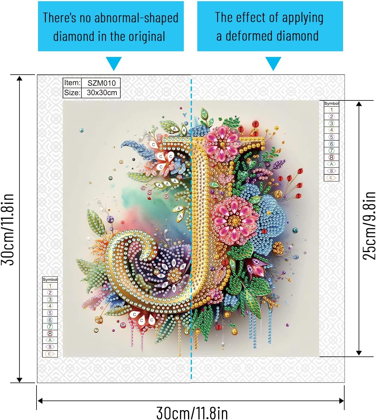 Tontut Diamond Painting Kit, Letter J Flower 5D DIY Crystal Diamond Art Painting with Tools for Home Decoration image 2
