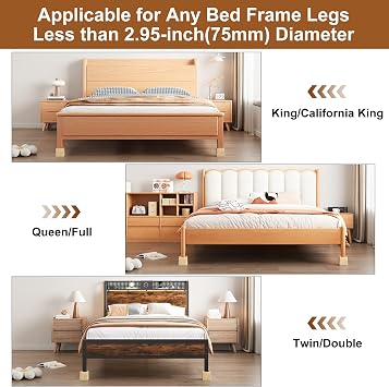 TQVAI Wood Bed Risers 4 Inch (Inner 3 H), Furniture Risers Supports up to 2200 lbs Heavy Duty for Sofa Desk Couch Table, 4 Pack Table Legs Support with Non-Slip Rubber Pad, Original