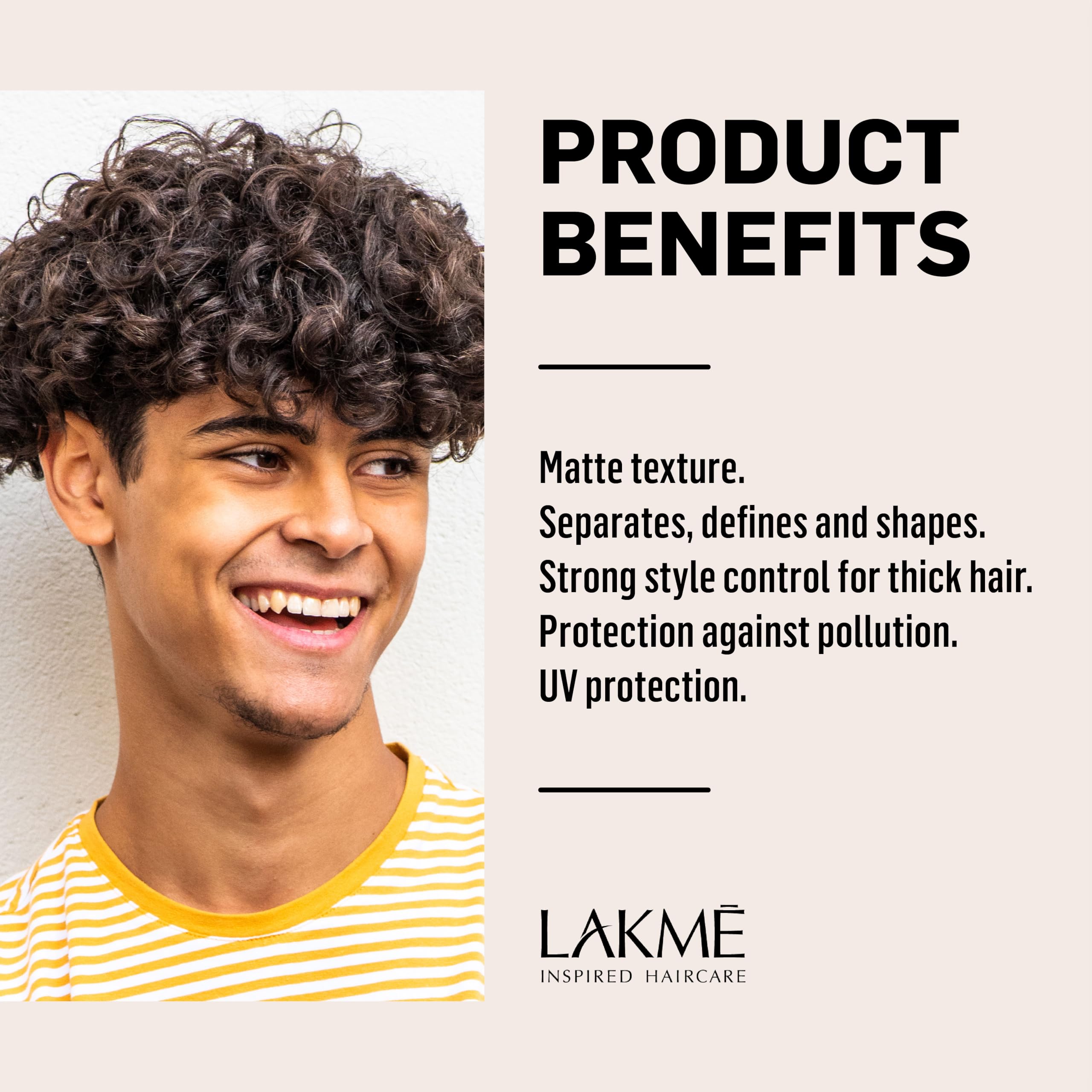 LAKMÉ K.Finish Cire coiffante mate pour cheveux, crème mate, forte tenue, finition mate, 2,5 ml