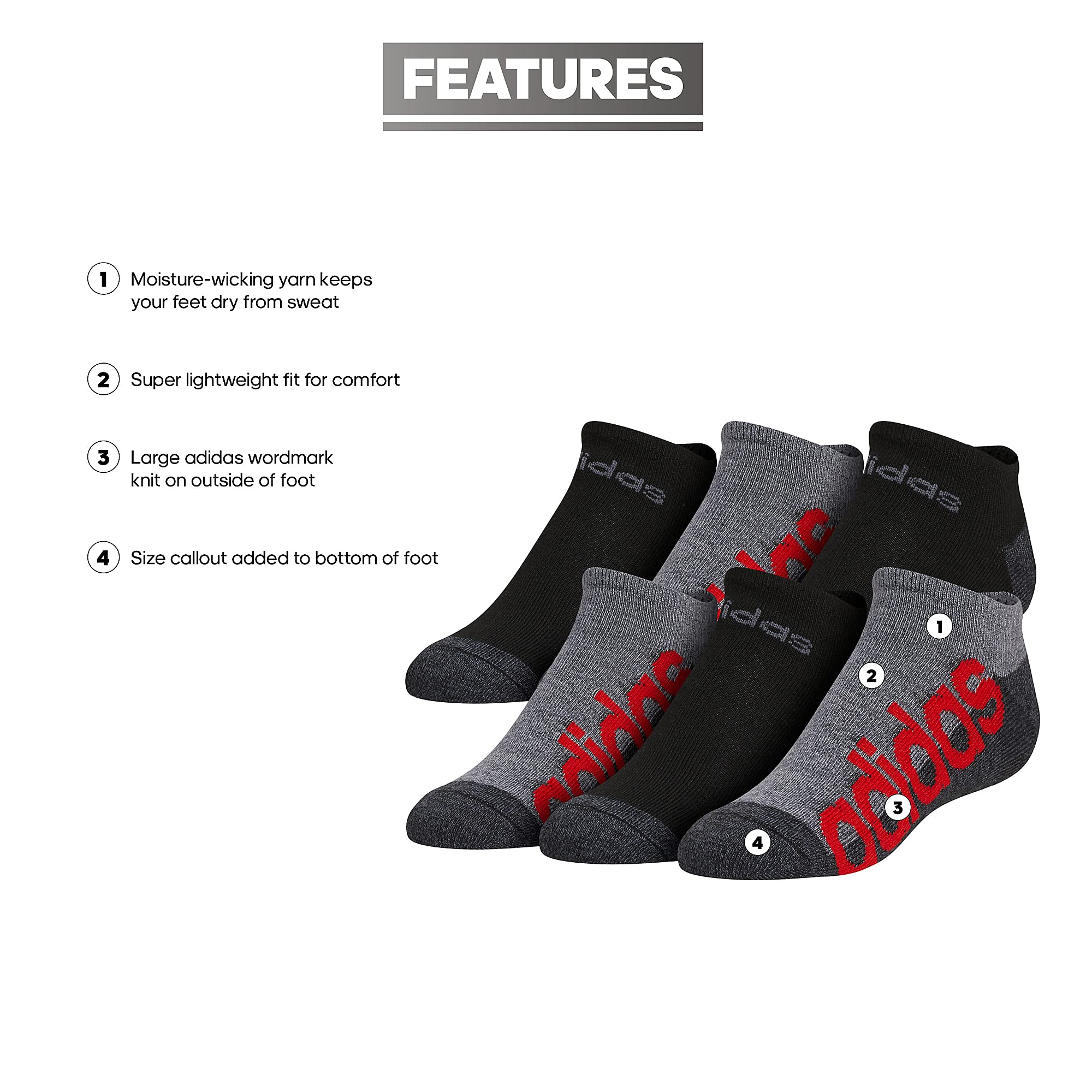 adidas men's superlite no show socks 6 pack