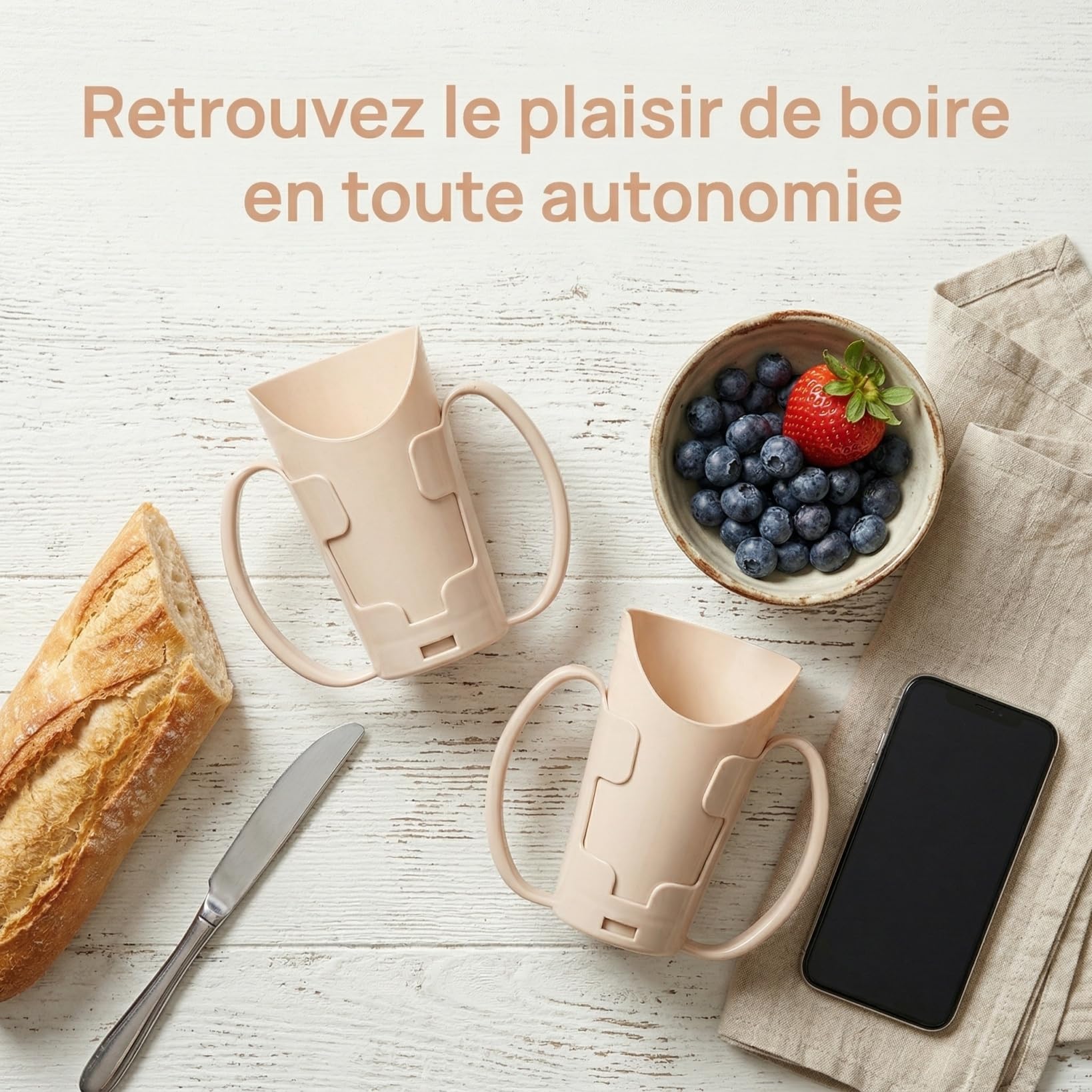 Hemobllo Lot De 2 Gobelets Découpés Pour Dysphagie Tasse À Boire Pour Personnes Âgées Avec 2 Poignées Position De Boisson Fixe Anti-Fuite Pour Hôpital Ehpad Et Domicile