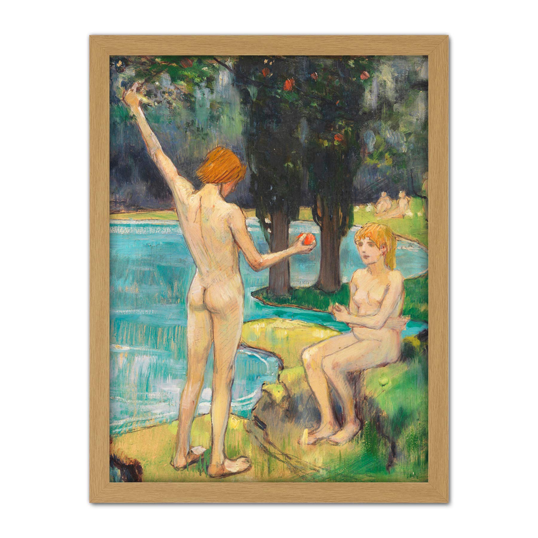 Artery8 Hofmann Adam Eve Paradise Painting Artwork Framed Wall Art Print 18X24 Inch
