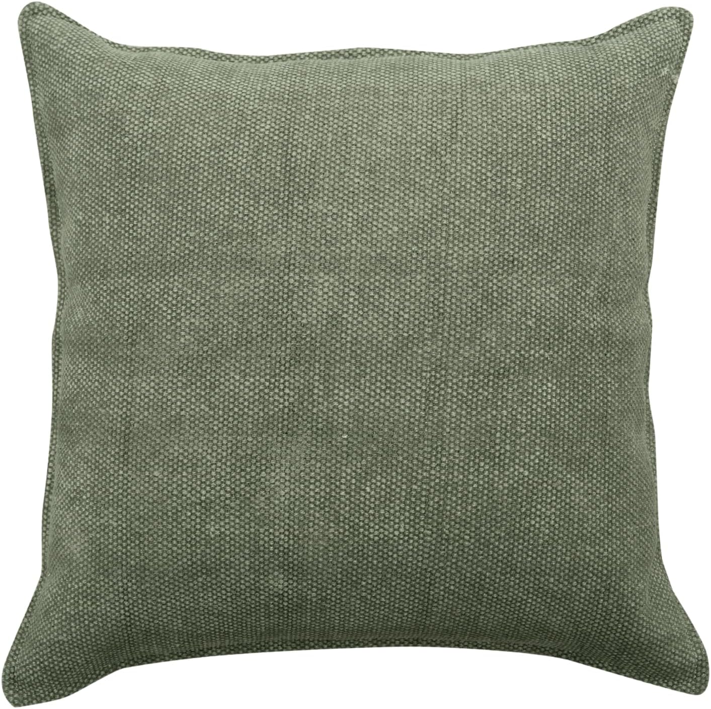 Morgan Stonewash Cotton Pillow Cover 18x18 – Decorative Throw Cushion Cover with Zipper – Handwoven Accent for Couch, Bed, Living Room, Farmhouse or Boho Decor - Sage 1pc
