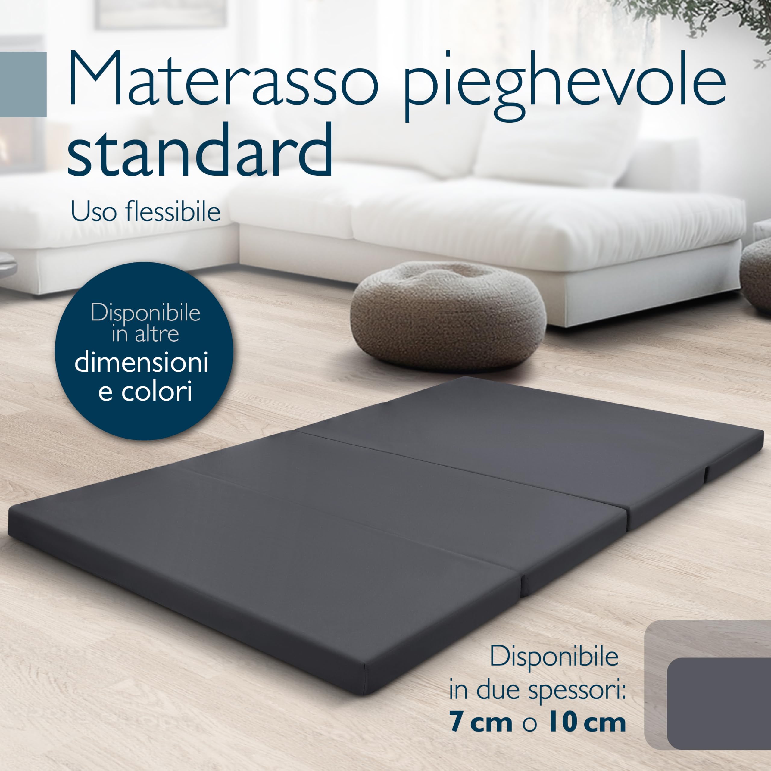 Beautissu Materasso da Campeggio Pieghevole - per Ospiti - Campix 120x195 cm - Soffice Confortevole e Funzionale - Grigio - Materasso Traspirante in Microfibra - Lettino da Viaggio