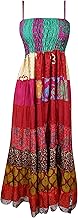 Women Sari Silk Maxi Dress, Red Handmade Party Evening Dress, Summer Beach Wear Dress, Holiday Dress Festival Dress, Hippi...