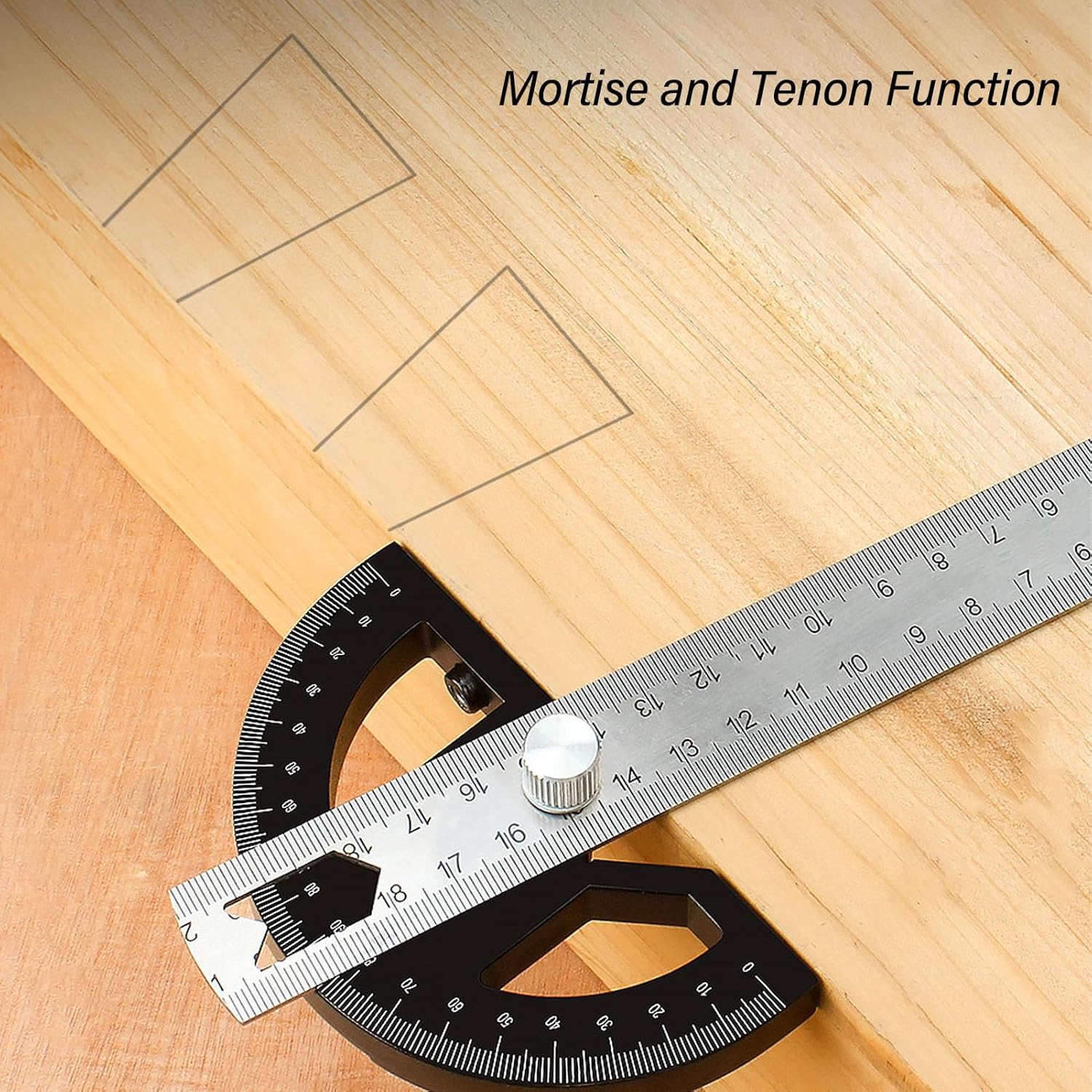 Multifunction Angle Gauge, Lightweight and High Precision Solid Wood Angle Ruler Simple Operation for Measuring Angle (12 inch)