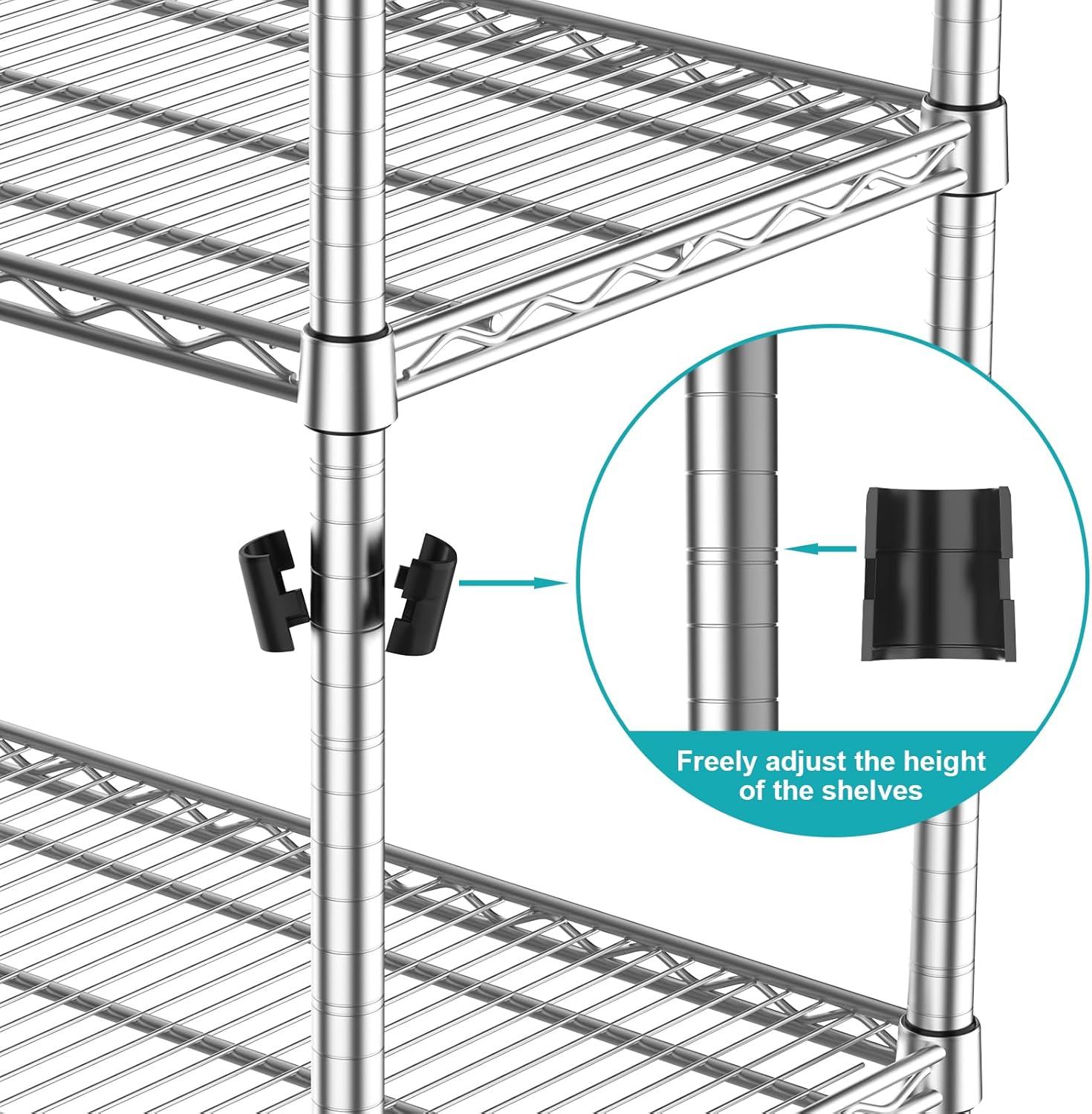 24"Depth Metal Wire Shelving Unit Storage Shelves Adjustable Kitchen shelf Microwave Stand Sturdy Steel Bakers Rack Standing Organizer 1650LBS for Commercial Pantry Garage Factory industrial warehouse
