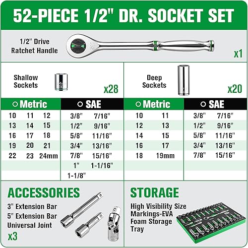 Miniatura 4 de SK Juego de llaves de vaso de 12 pulgada con trinquete de 160 P, 52 piezas, SAE y métrico, acabado SuperKrome, construcción CR-V premium, con