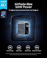 Vista 2 de Cargador Anker Prime, Bloque de Carga GaN USB C Compacto de 160W con 3 Puertos, Pantalla Inteligente y Control Táctil, Carga Máxima de 140W a Través