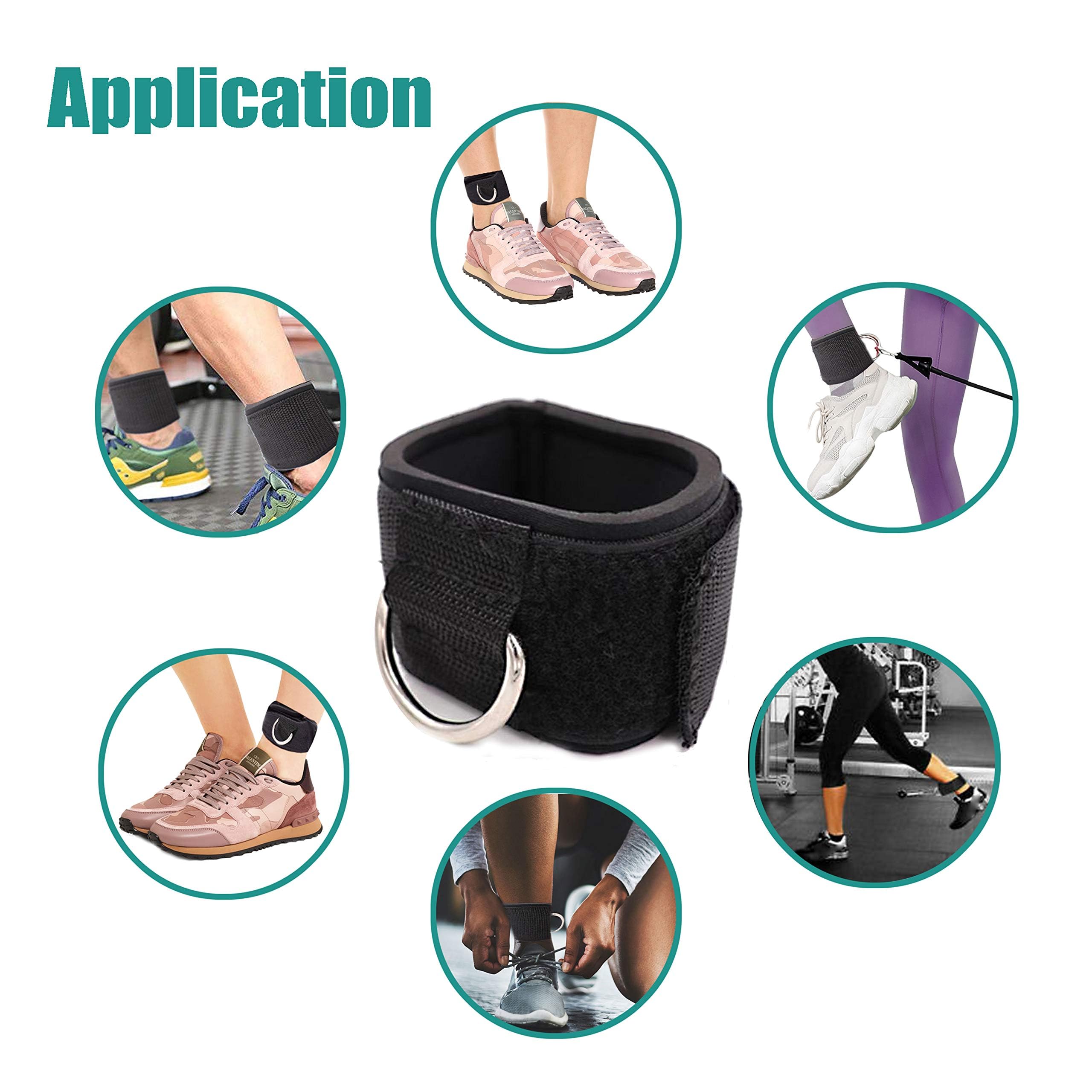 Grip Power Pads Padded Ankle Straps For Cable Machines - Adjustable Neoprene Cuffs With Double D-Ring, Chrome Finish - View #3